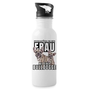 NE SOUS-ESTIMEZ JAMAIS UNE FEMME avec Bulldog Dog DOG - Gourde avec paille intégrée - blanc - Droite