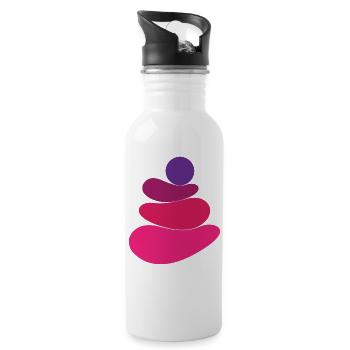 Rosafarbenes Stein-/Felsen-Logo - Trinkflasche mit integriertem Trinkhalm - Weiß - Rechts