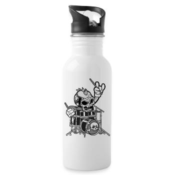 Schlagzeuger Drum Drummer Musik - Trinkflasche mit integriertem Trinkhalm - Weiß - Rechts