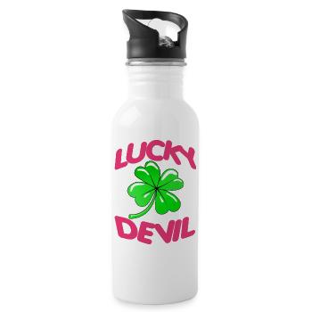 Dear friends, family, partner, happiness, fun, life, sweet - Water bottle with straw - white - Right