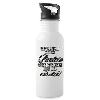 REINDEER Dog Shirt funny saying CHRISTMAS - Water bottle with straw - white - Right