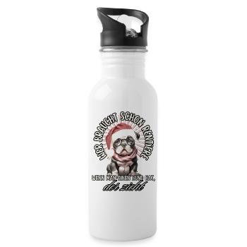 drôle Père Noël Bulldog chiens de Noël - Gourde avec paille intégrée - blanc - Droite