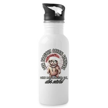 drôle Père Noël Bulldog chiens de Noël - Gourde avec paille intégrée - blanc - Droite