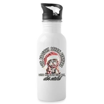 drôle Père Noël Bulldog chiens de Noël - Gourde avec paille intégrée - blanc - Droite