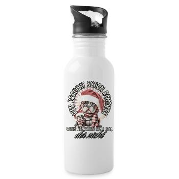 drôle Père Noël Bulldog chiens de Noël - Gourde avec paille intégrée - blanc - Droite