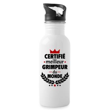 Certifié meilleur grimpeur du monde, cadeau noël - Gourde avec paille intégrée - blanc - Droite