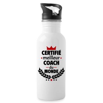 Certifié meilleur coach du monde, cadeau de noël - Gourde avec paille intégrée - blanc - Droite