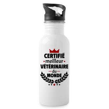 Certifié meilleur vétérinaire, fête des pères,noël - Gourde avec paille intégrée - blanc - Droite