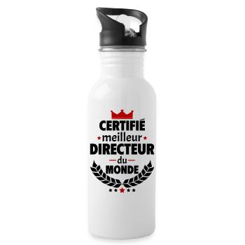 Certifié meilleur directeur, fête des pères, noël - Gourde avec paille intégrée - blanc - Droite