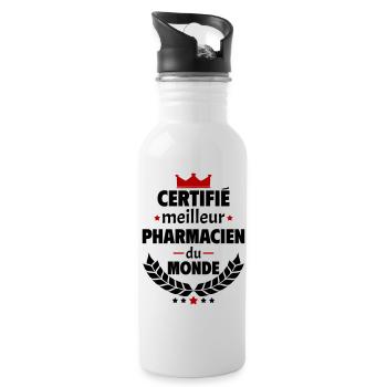 Certifié meilleur pharmacien, fête des pères, noël - Gourde avec paille intégrée - blanc - Droite