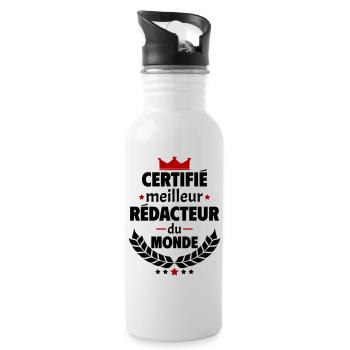 Certifié meilleur rédacteur, fête des pères, noël - Gourde avec paille intégrée - blanc - Droite