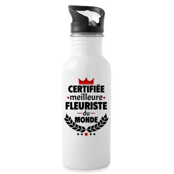 Certifiée meilleure fleuriste du monde, noël - Gourde avec paille intégrée - blanc - Droite