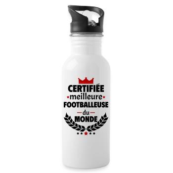 Certifiée meilleure footballeuse du monde, noël - Gourde avec paille intégrée - blanc - Droite