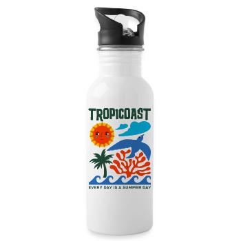 Sommerliche retro-elemente - Trinkflasche mit integriertem Trinkhalm - Weiß - Rechts