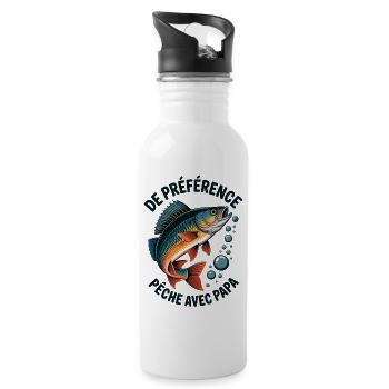 Pêche avec papa T-shirt de pêche pour enfants - Gourde avec paille intégrée - blanc - Droite