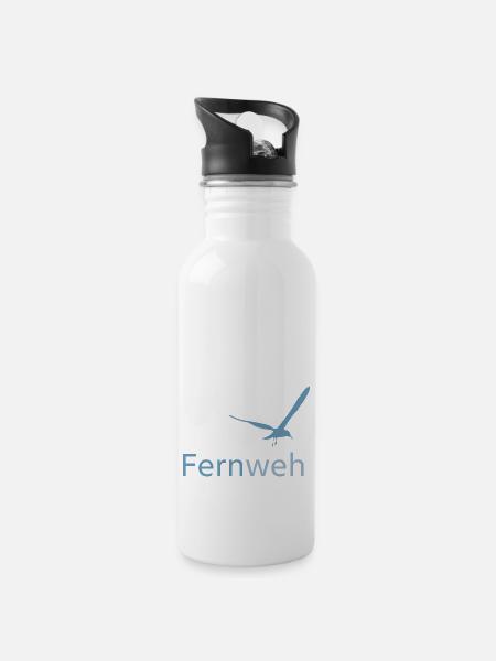 Fernweh 2024 - Trinkflasche mit integriertem Trinkhalm - Weiß