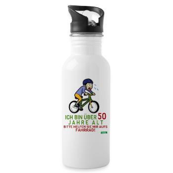 Über 50 Bitte Helfen Sie Mir Aufs Fahrrad 50 Gebur - Trinkflasche mit integriertem Trinkhalm - Weiß - Rechts