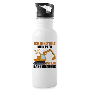 Bagger Shirt Baggerfahrer Shirt Bagger Geschenke - Trinkflasche mit integriertem Trinkhalm - Weiß - Rechts