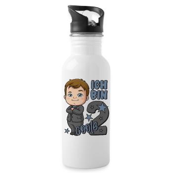 2. Geburtstag Junge 2 Jahre Jungs Ich bin coole 2 - Trinkflasche mit integriertem Trinkhalm - Weiß - Rechts
