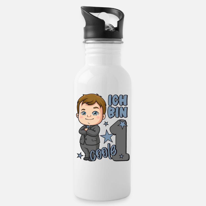 1. Geburtstag Junge 1 Jahr Jungs Ich bin coole 1 - Trinkflasche mit integriertem Trinkhalm - Weiß