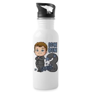 3. Geburtstag Junge 3 Jahre Jungs Ich bin coole 3 - Trinkflasche mit integriertem Trinkhalm - Weiß - Rechts