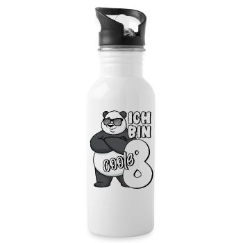 8. Geburtstag Junge 8 Jahre Panda Ich bin coole 8 - Trinkflasche mit integriertem Trinkhalm - Weiß - Rechts