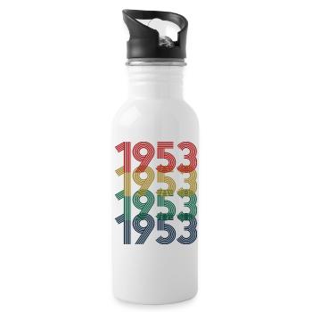 Cool Retro 1953, 70 ans, cadeau de 70e anniversaire - Gourde avec paille intégrée - blanc - Droite