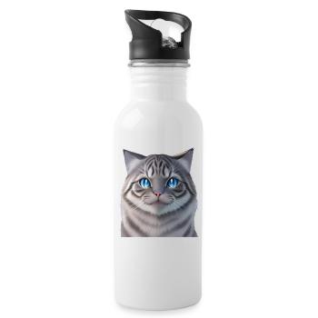 The White Cat - Water bottle with straw - white - Right
