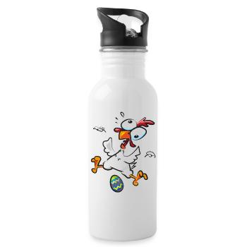 Easter Crazy Chicken Easter Egg Chickens - Water bottle with straw - white - Right