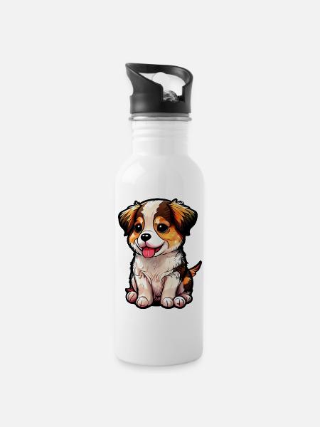 Le charme de Doggy, doux snuffle - Gourde avec paille intégrée - blanc