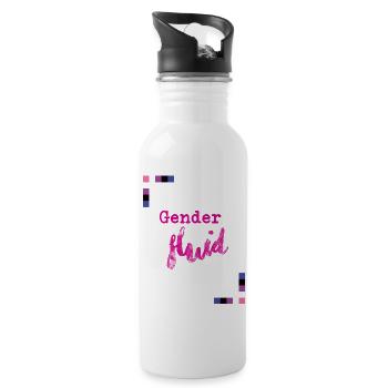 Gender Fluid - Trinkflasche mit integriertem Trinkhalm - Weiß - Rechts