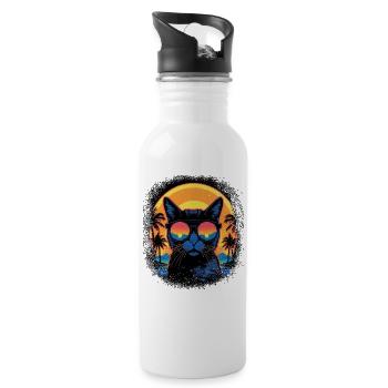 statement cats mammal cute pet cat guenon pet - Trinkflasche mit integriertem Trinkhalm - Weiß - Rechts