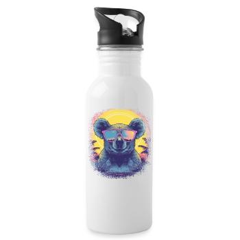 climate change zoo animal funny sayings - Water bottle with straw - white - Right