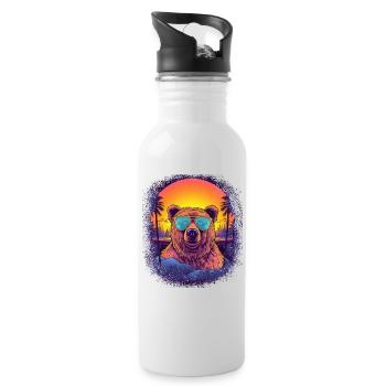bear grumbler birthday funny sayings mammal gift - Trinkflasche mit integriertem Trinkhalm - Weiß - Rechts