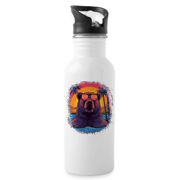 humor gift idea funny sayings mammal fun joke - Trinkflasche mit integriertem Trinkhalm - Weiß - Rechts