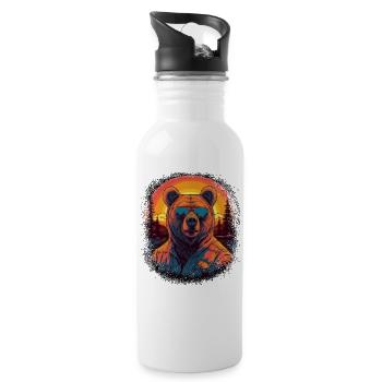 animal panda ours humour cadeau cadeau idée blague - Gourde avec paille intégrée - blanc - Droite