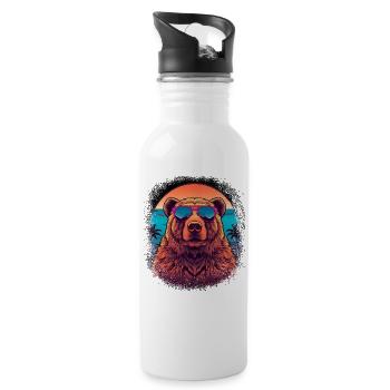 mammal panda birthday animal quote bday brown bear - Trinkflasche mit integriertem Trinkhalm - Weiß - Rechts