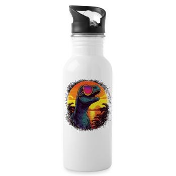 awesome present trex sayings dino boys - Trinkflasche mit integriertem Trinkhalm - Weiß - Rechts