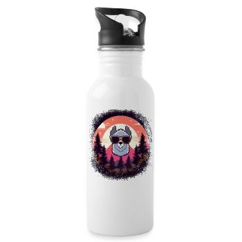 llama present america again alpaca beach fun drama - Trinkflasche mit integriertem Trinkhalm - Weiß - Rechts
