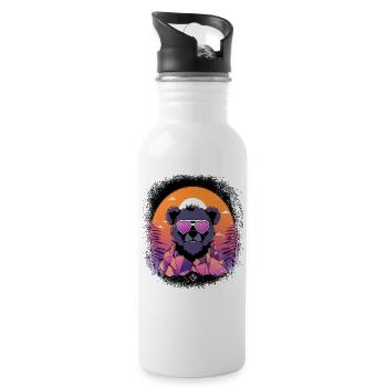 coati animal humor happy funny present panda bear - Trinkflasche mit integriertem Trinkhalm - Weiß - Rechts