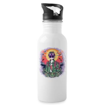 present idea bday birthday geek happy gift present - Water bottle with straw - white - Right