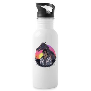 Awesome Brachiosaurus Christmas Born 2004 Green - Water bottle with straw - white - Right