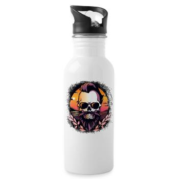 jokes cuddle better badly worn awesome coach beard - Water bottle with straw - white - Right