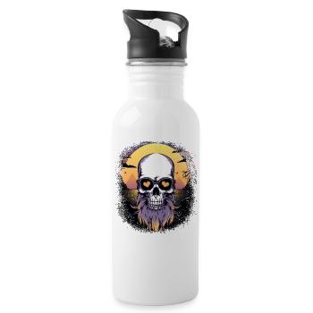 fun earloop bday man humor father mustache - Trinkflasche mit integriertem Trinkhalm - Weiß - Rechts