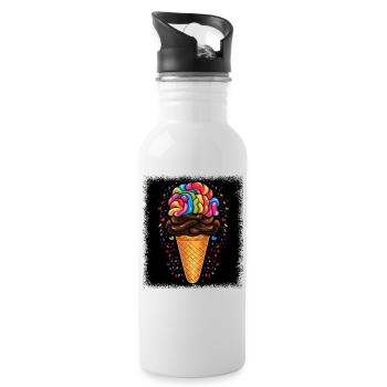 bday fun peace sign birthday present bird geek - Trinkflasche mit integriertem Trinkhalm - Weiß - Rechts