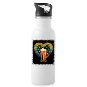 Love Funny Quote Back Skeleton Costume Gifts - Water bottle with straw - white - Right
