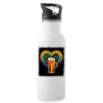 1960s Present Idea Happy Love Peace for Paris - Water bottle with straw - white - Right