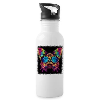 bday animal earth blue sea turtle funny - Trinkflasche mit integriertem Trinkhalm - Weiß - Rechts