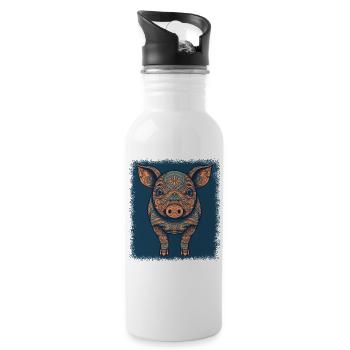 heart black skeletal adult clothing scary awesome - Water bottle with straw - white - Right