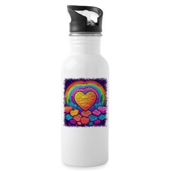 hippie drôle cadeau idée fierté symbole de paix funky - Gourde avec paille intégrée - blanc - Droite